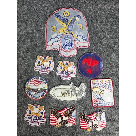 Fraternal Order Of Eagles FOE Patch Lot Embroidered Design Auxiliary Eagle Flags - Picture 7 of 7